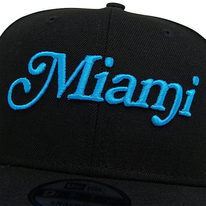 Back view of New Era Miami Script Icon 9FIFTY Snapback Hat in Black Click to zoom