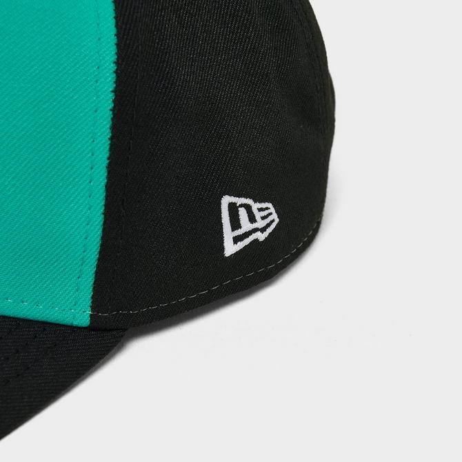 Top view of New Era Florida Marlins MLB 9FORTY A-Frame Snapback Hat in Teal/Black Click to zoom