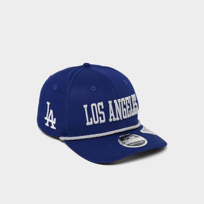 Front view of New Era Los Angeles Dodgers MLB 9SEVENTY Stretch-Snap Hat in Blue/White Click to zoom