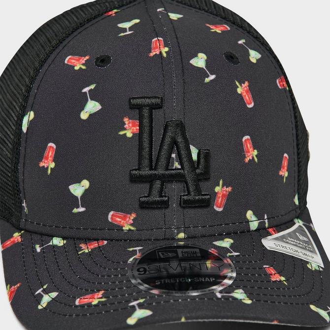 Bottom view of New Era Los Angeles Dodgers MLB 9SEVENTY Trucker Hat in Black/Multi Click to zoom