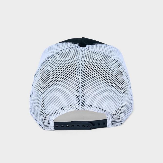 Back view of New Era Florida Marlins MLB 9FIFTY A-Frame Trucker Hat in Black/White Click to zoom