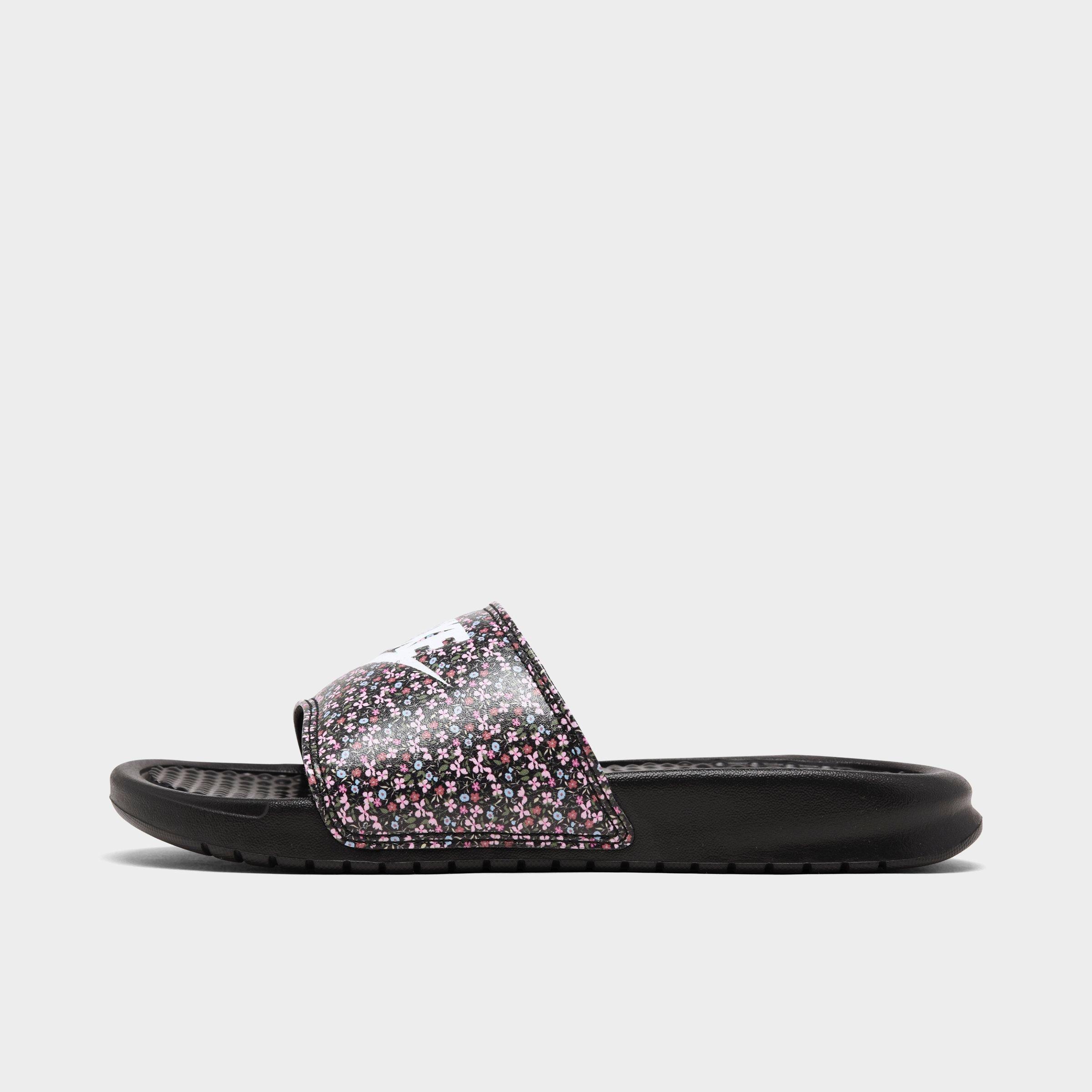 nike benassi slides women's black