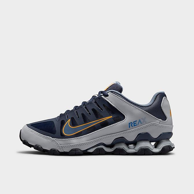 Right view of Men's Nike Reax 8 TR Training Shoes in Wolf Grey/Ashen Slate/Thunder Blue/Laser Orange/Racer Blue Click to zoom