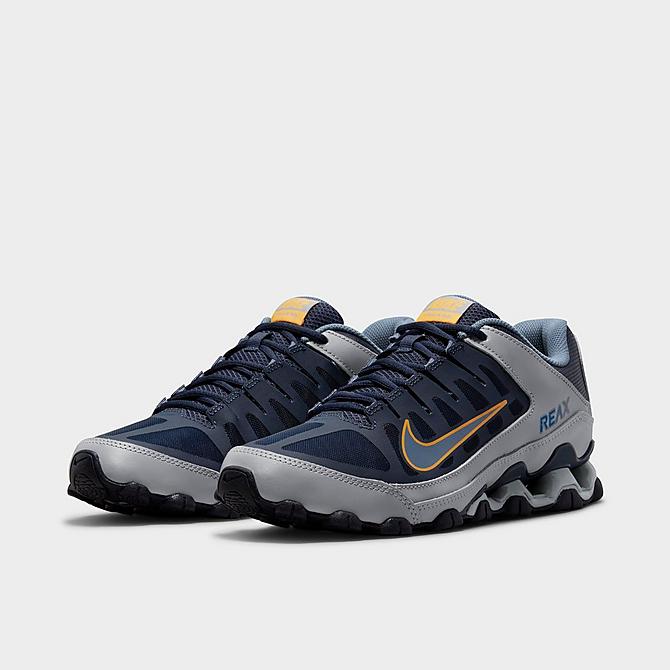 Three Quarter view of Men's Nike Reax 8 TR Training Shoes in Wolf Grey/Ashen Slate/Thunder Blue/Laser Orange/Racer Blue Click to zoom