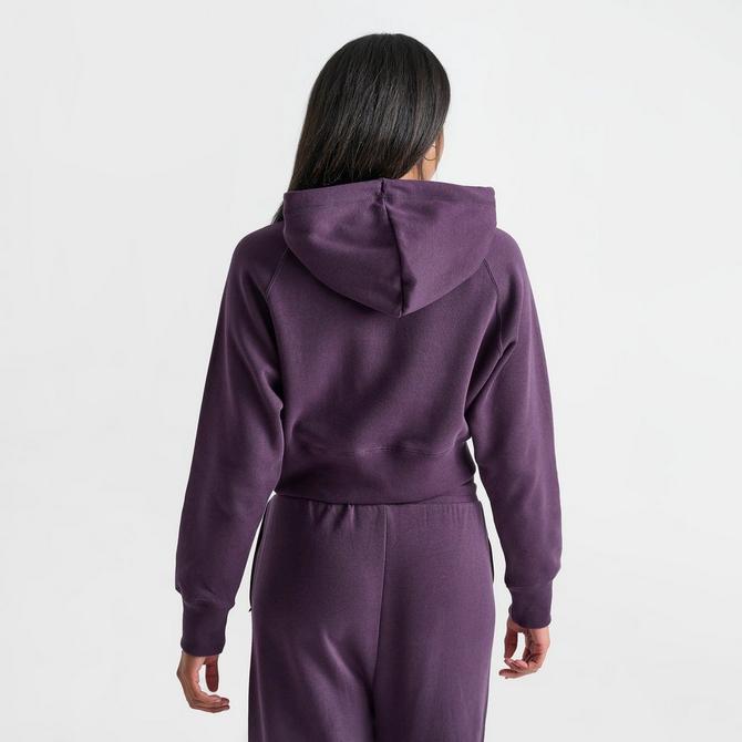 [angle] view of Women's Puma Relaxed Knit Cropped Hoodie in Midnight Plum Click to zoom