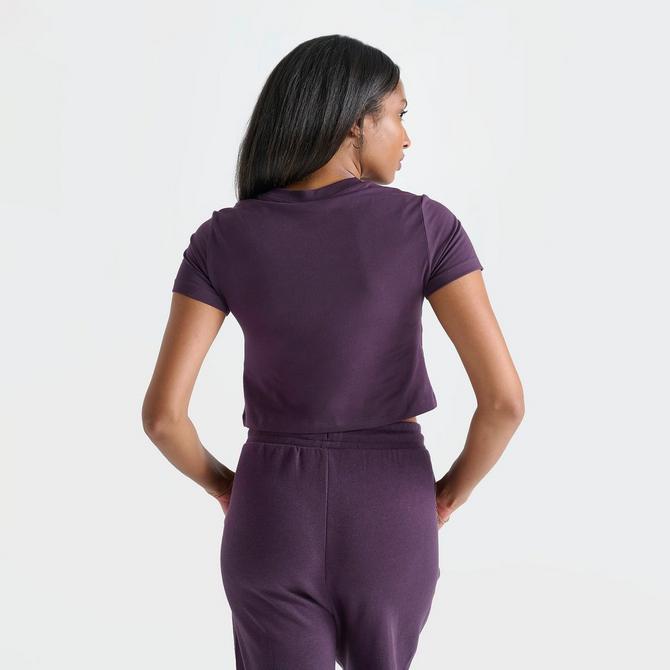 [angle] view of Women's Puma Classics Baby T-Shirt in Midnight Plum Click to zoom