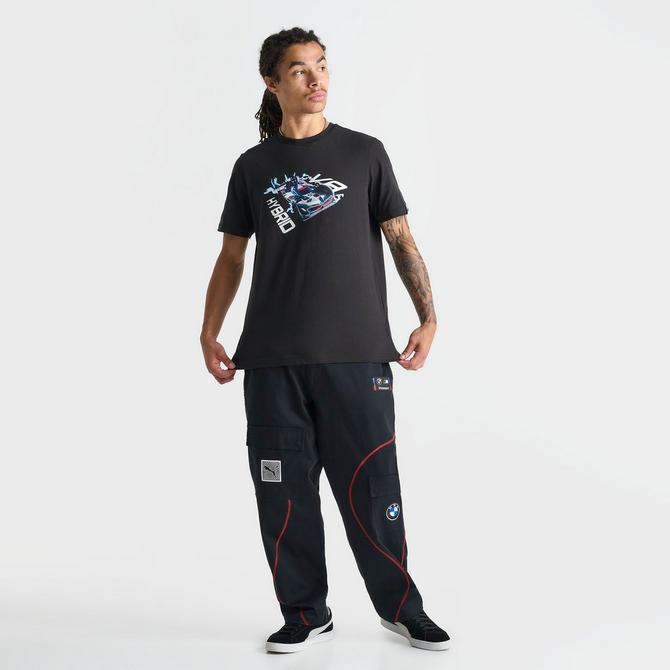 [angle] view of Men's Puma BMW M Motorsport Car Graphic T-Shirt in Puma Black Click to zoom