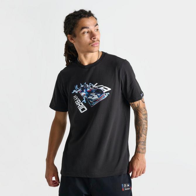 [angle] view of Men's Puma BMW M Motorsport Car Graphic T-Shirt in Puma Black Click to zoom
