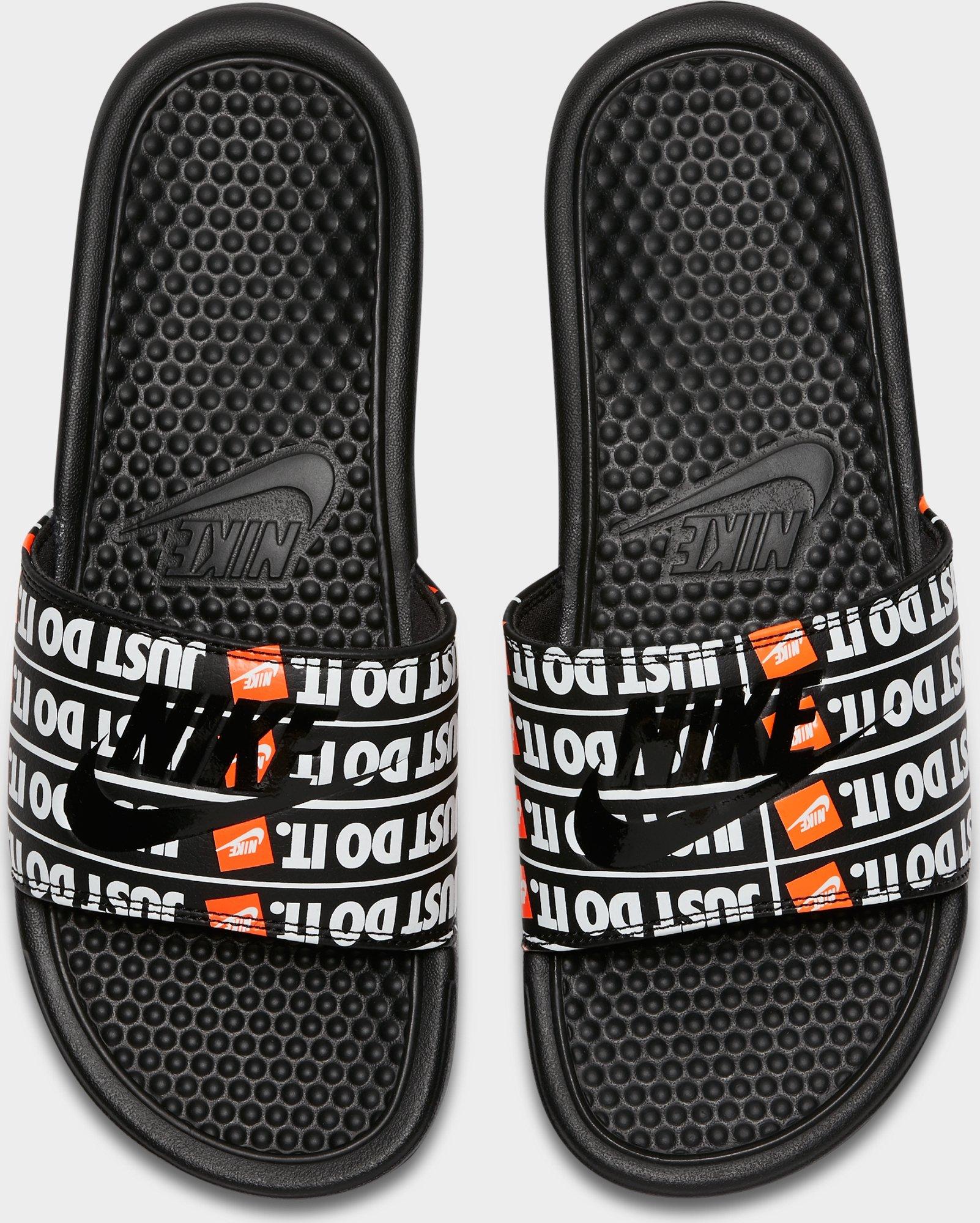 nike slides orange and black