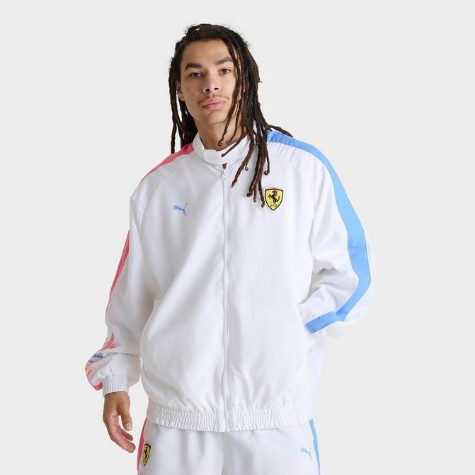 [angle] view of Men's Puma x Ferrari Sketches T7 Jacket in Puma White Click to zoom
