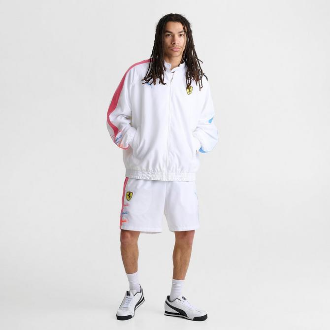[angle] view of Men's Puma x Ferrari Sketches T7 Jacket in Puma White Click to zoom