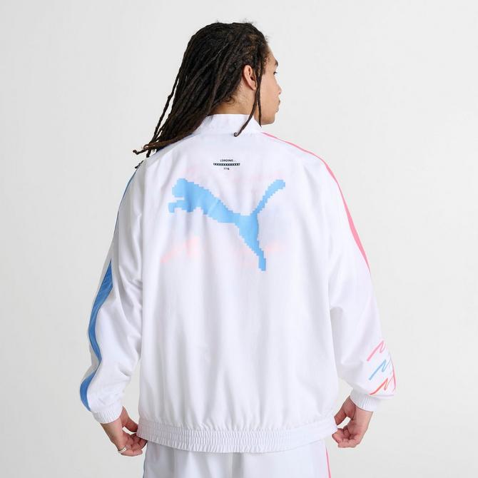 [angle] view of Men's Puma x Ferrari Sketches T7 Jacket in Puma White Click to zoom