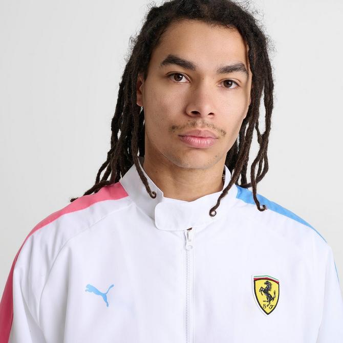 [angle] view of Men's Puma x Ferrari Sketches T7 Jacket in Puma White Click to zoom