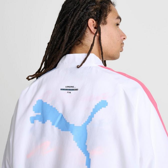 [angle] view of Men's Puma x Ferrari Sketches T7 Jacket in Puma White Click to zoom