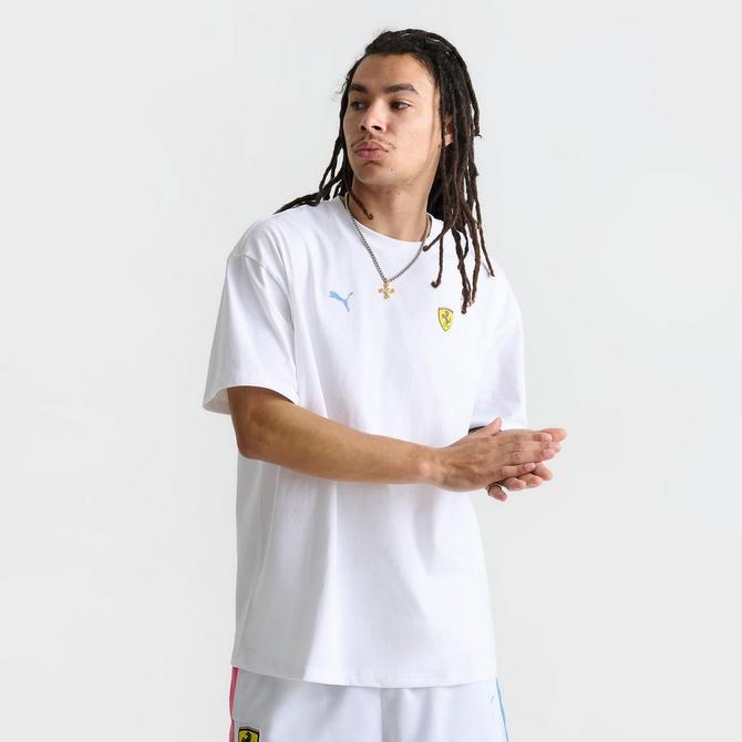 [angle] view of Men's Puma x Ferrari Sketches Graphic T-Shirt in Puma White Click to zoom