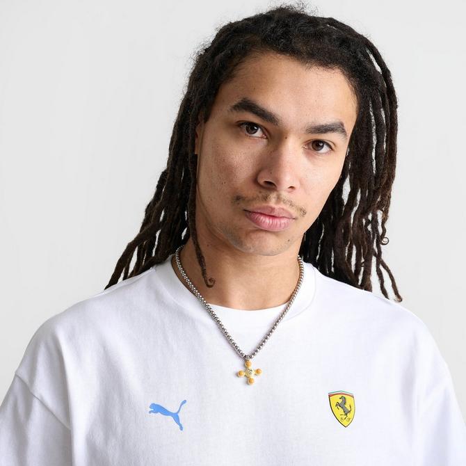 [angle] view of Men's Puma x Ferrari Sketches Graphic T-Shirt in Puma White Click to zoom