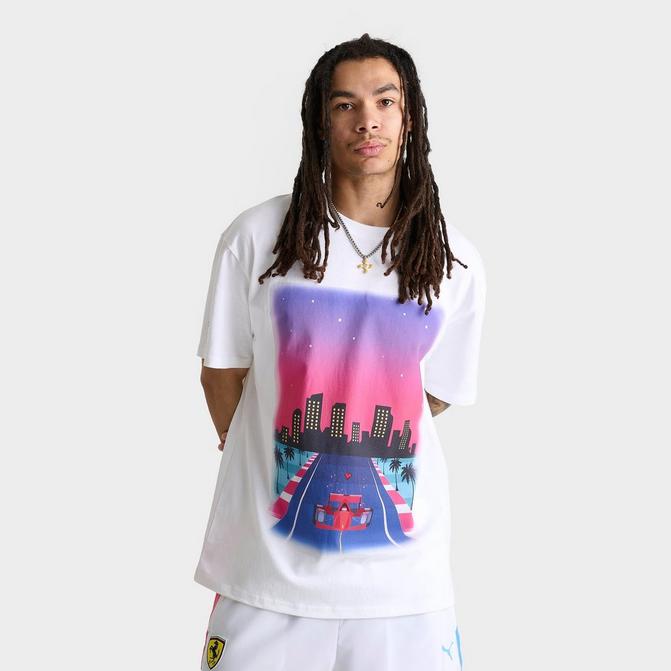[angle] view of Men's Puma x Ferrari Sketches Graphic II T-Shirt in Puma White Click to zoom
