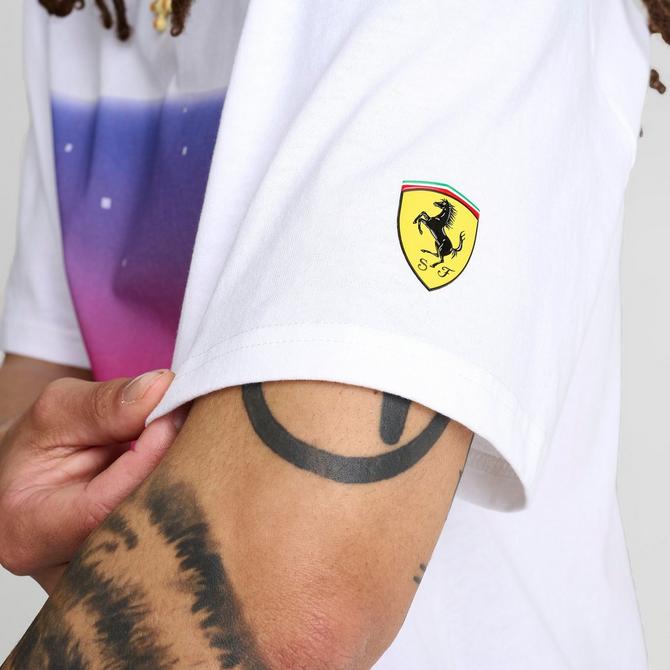 [angle] view of Men's Puma x Ferrari Sketches Graphic II T-Shirt in Puma White Click to zoom