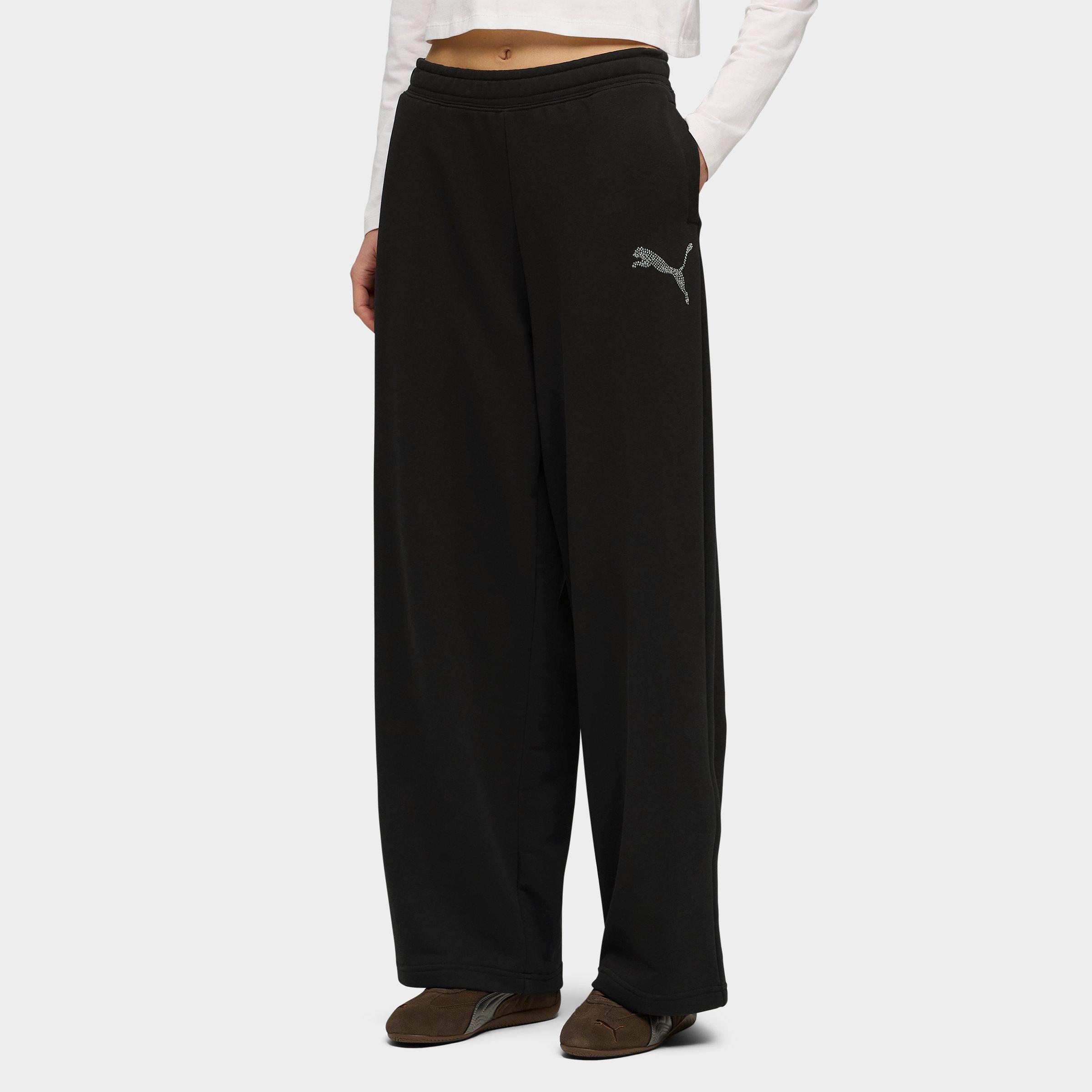 Women's Puma Essentials Graphics Bedazzled Slouchy Pants | Finish Line