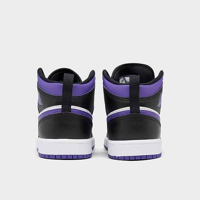 Left view of Little Kids' Jordan 1 Mid Casual Shoes in Black/Dark Iris/White Click to zoom