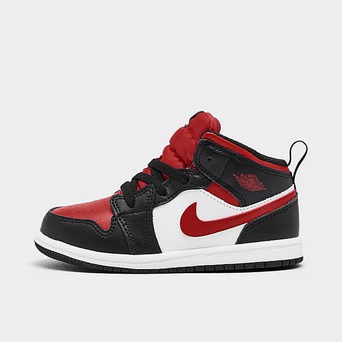 Jordan Boys Toddler Air Retro 1 Mid Casual Shoes in Red/Black/Black Size 4.0 Leather Finish Line Shoes Flat Shoes Casual Shoes 