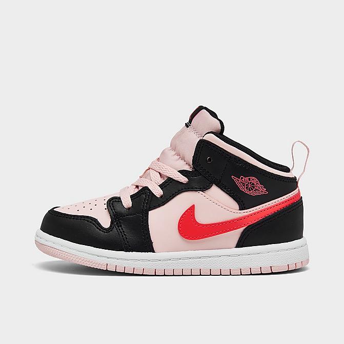 Right view of Girls' Toddler Air Jordan Retro 1 Mid Casual Shoes in Atmosphere/Infrared 23/Black Click to zoom
