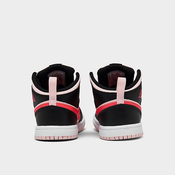 Left view of Girls' Toddler Air Jordan Retro 1 Mid Casual Shoes in Atmosphere/Infrared 23/Black Click to zoom