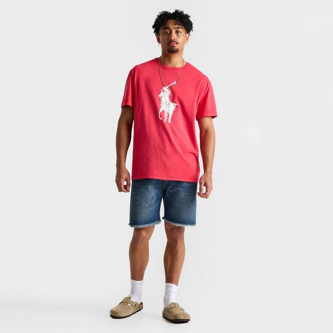 [angle] view of Men's Polo Ralph Lauren Big Pony Jersey T-Shirt in Starboard Red Click to zoom