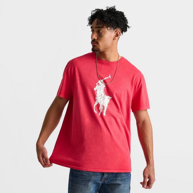 [angle] view of Men's Polo Ralph Lauren Big Pony Jersey T-Shirt in Starboard Red Click to zoom