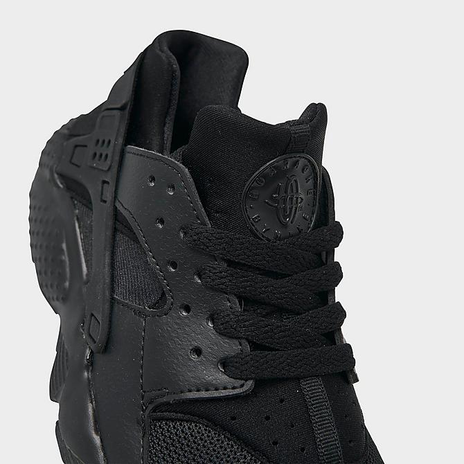Front view of Big Kids' Nike Huarache Run Casual Shoes in Black/Black/Black Click to zoom