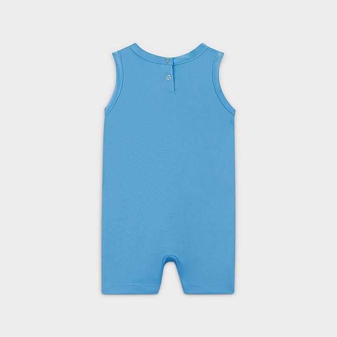 Front Three Quarter view of Infant Jordan Jersey Romper in University Blue Click to zoom