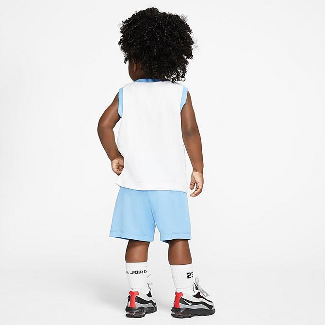 Front Three Quarter view of Boys' Infant Jordan HBR Muscle Tank and Shorts Set in Photo Blue/White Click to zoom