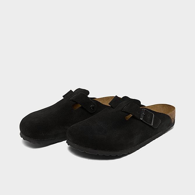 Three Quarter view of Men's Birkenstock Boston Soft Footbed Clogs in Black Click to zoom