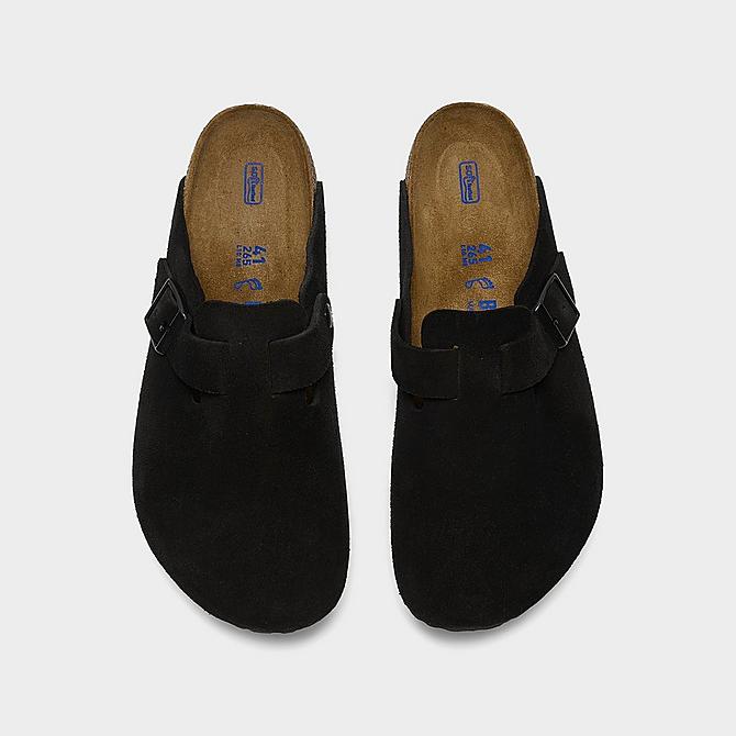 Back view of Men's Birkenstock Boston Soft Footbed Clogs in Black Click to zoom