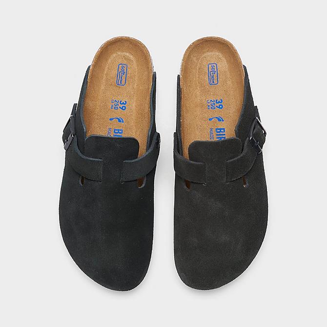 Back view of Women's Birkenstock Boston Soft Footbed Clogs in Black Click to zoom