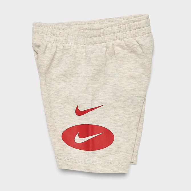 On Model 5 view of Boys' Infant Nike Swoosh T-Shirt and Shorts Set in White/Grey Heather/University Red Click to zoom