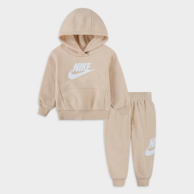 Nike KIDS Solid Color Fleeced Cotton Hoodie and Joggers Set girls