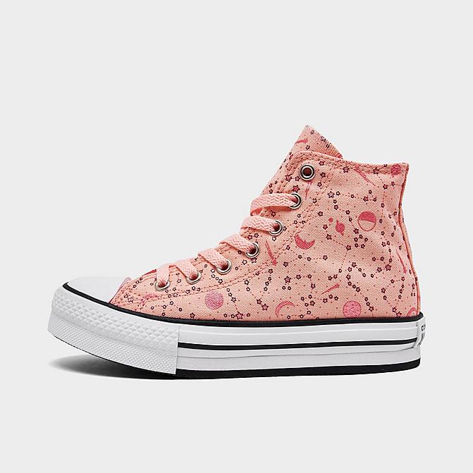 Right view of Girls' Little Kids' Converse Constellations Chuck Taylor All Star Eva Lift High Top Casual Shoes in Storm Pink/Multi Print/Canvas Click to zoom