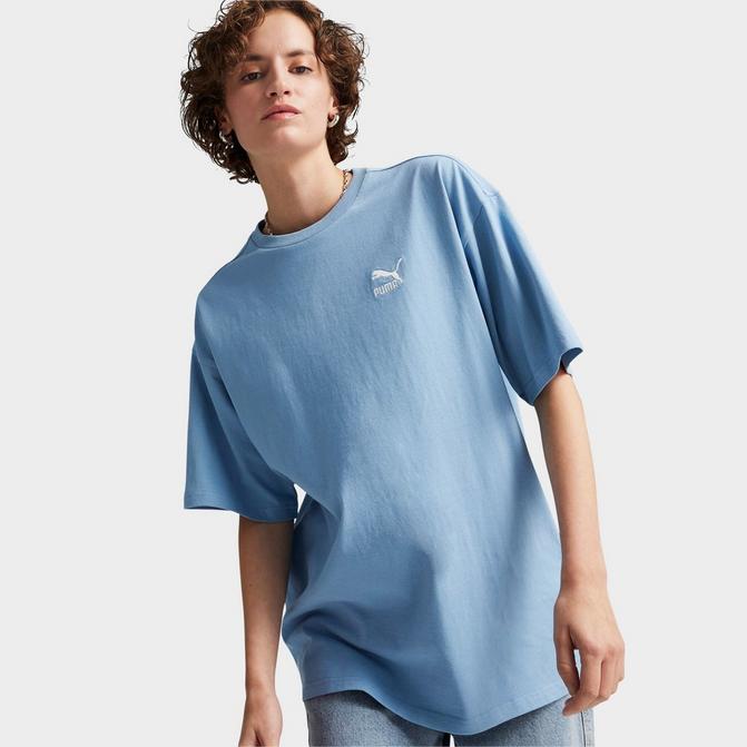 [angle] view of Men's Puma Better Classics Oversized T-Shirt in Zen Blue Click to zoom