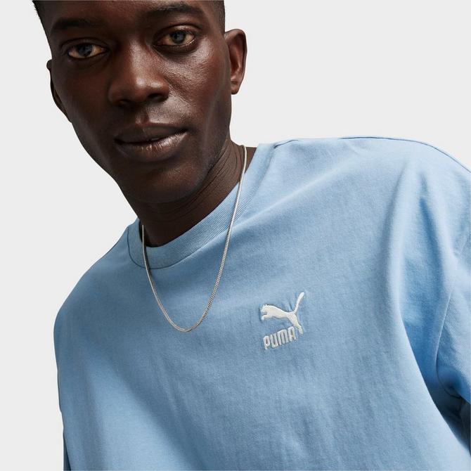 [angle] view of Men's Puma Better Classics Oversized T-Shirt in Zen Blue Click to zoom