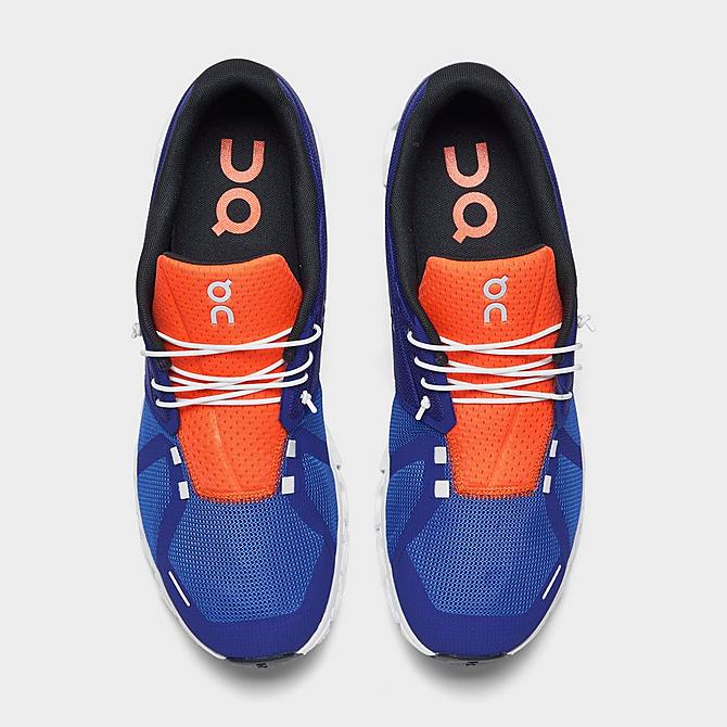 Back view of Men's On Cloud 5 Push Running Shoes in Royal/Flame Click to zoom