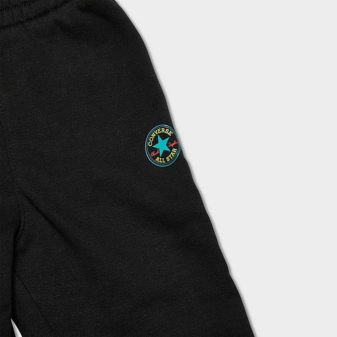 On Model 6 view of Boys' Infant Converse Chuck Taylor All Star Sherpa Full-Zip Hoodie and Jogger Pants Set in Black/Rapid Teal/Lime Twist/Poppy Click to zoom