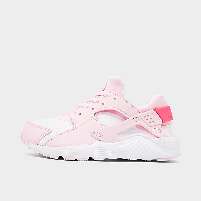 Right view of Girls' Little Kids' Nike Huarache Run Casual Shoes in Pink Foam/Hyper Pink/White Click to zoom