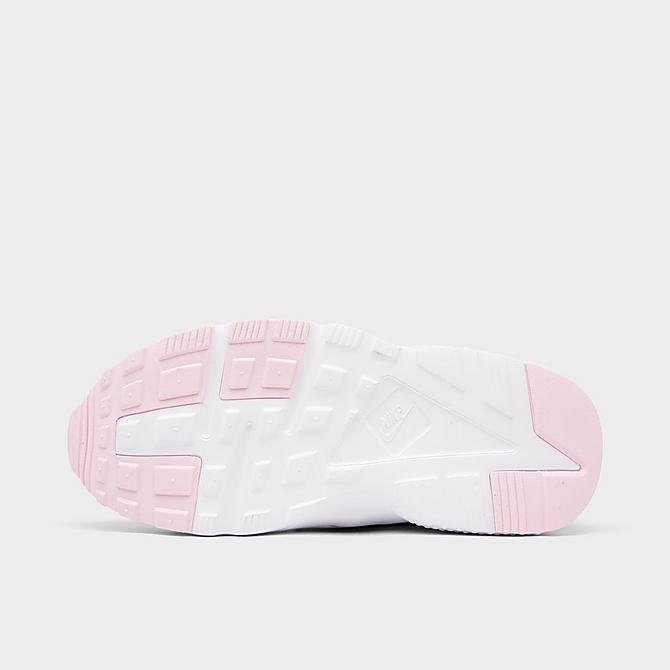 Bottom view of Girls' Little Kids' Nike Huarache Run Casual Shoes in Pink Foam/Hyper Pink/White Click to zoom