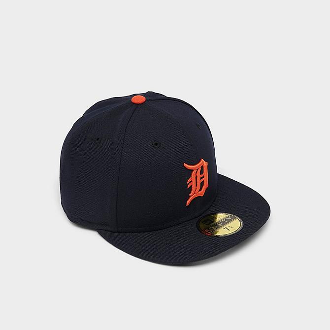 Front view of New Era Detroit Tigers MLB AC Performance 59FIFTY Fitted Hat in Navy/Orange Click to zoom