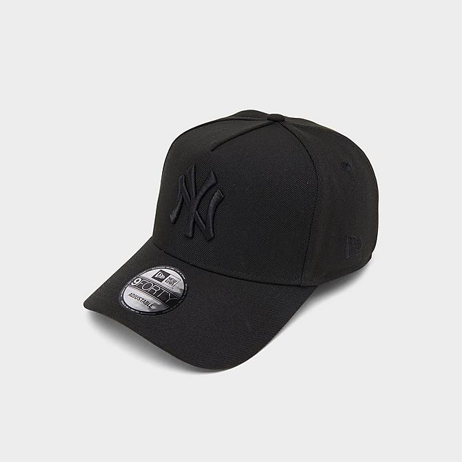 Left view of New Era New York Yankees MLB 9FORTY Black Snapback Hat in Black Click to zoom