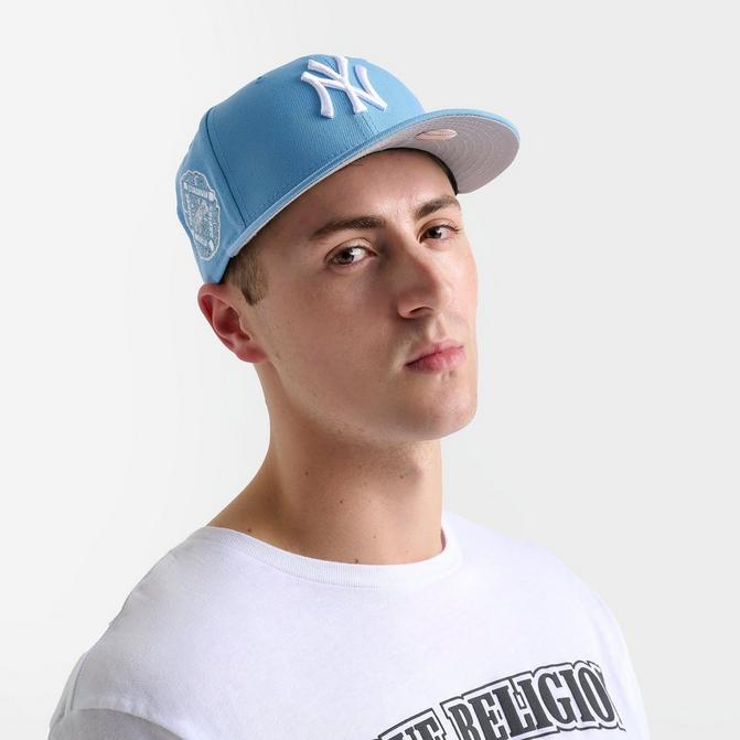Right view of New Era New York Yankees MLB Yankee Stadium Patch 59FIFTY Fitted Hat in University Blue/White Click to zoom