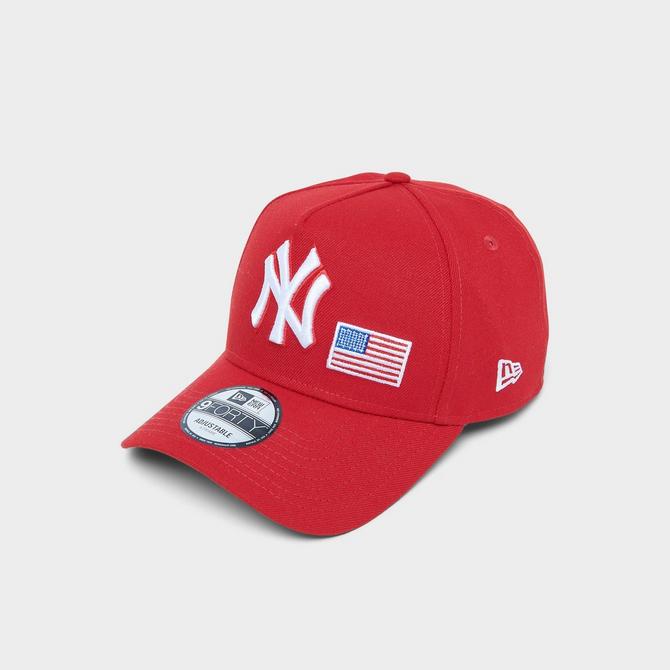 Front view of New Era New York Yankees USA MLB 9FORTY Snapback Hat in Red Click to zoom