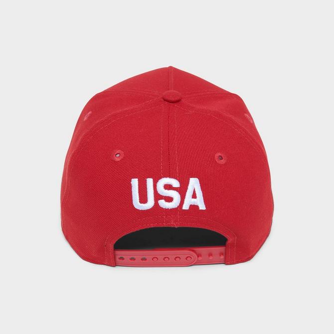 Back view of New Era New York Yankees USA MLB 9FORTY Snapback Hat in Red Click to zoom