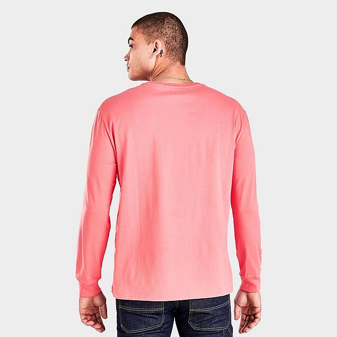 Back Right view of Men's Polo Ralph Lauren Classic Fit Polo Sport Jersey Long-Sleeve T-Shirt in Rose Click to zoom